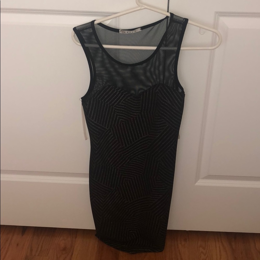 Black and gold mini dress